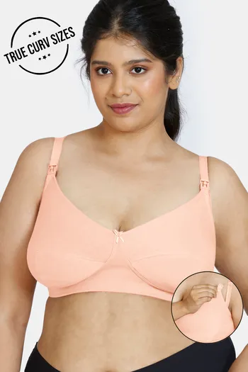 Buy Zivame True Curv Double Layered Non Wired Full Coverage Maternity / Nursing Bra - Peach Pearl